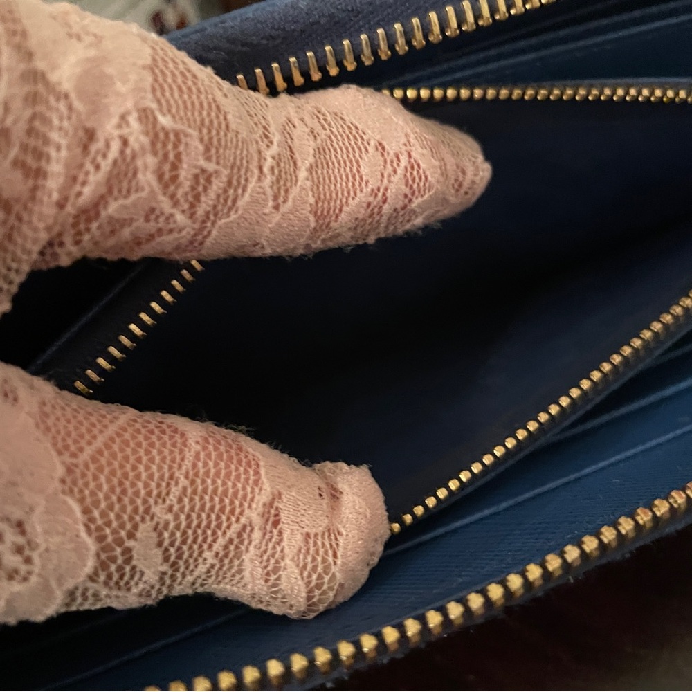 Prada Saffiano Leather Wallet in Blue Box, Tissue and Card - Picture 9 of 15